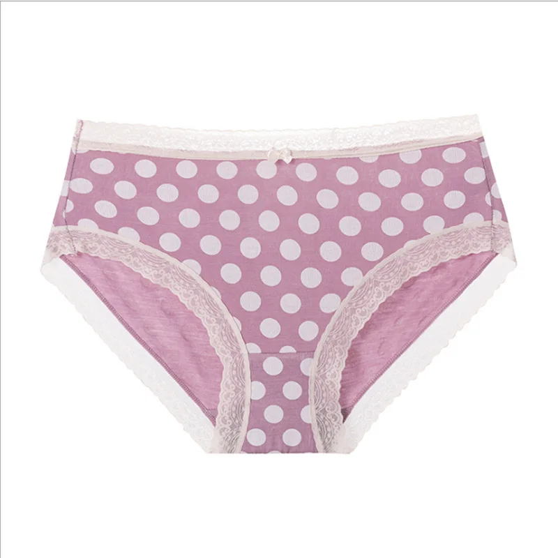 

Sexy Lingerie Underwear Sweet Girl Cute Wave Point Stripe Lace Modal Female Briefs Seamless Panties Breathable Women's Underwear