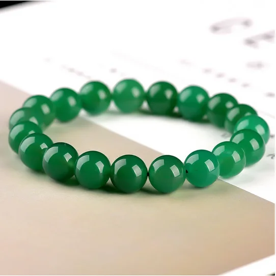 Красивые ювелирные изделия китайский 8 мм зеленый халцедон Нефрит бусины