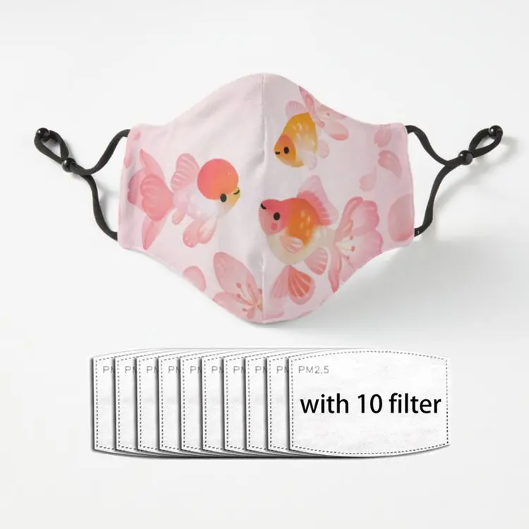 

Маска унисекс для мужчин и женщин, стирающаяся 3d маска для лица с изображением цветущей вишни и золотой рыбки, в стиле хип-хоп, для вечеринки