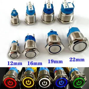 12/16/19/22mm Waterproof Metal Push Button Switch LED Light Momentary Latching Car Engine Power Switch 5V 12V 24V 220V Red Blue 12/16/19/22mm Waterproof Metal Push Button Switch LED Light Momentary Latching Car Engine Power Switch 5V 12V 24V 220V Red Blue