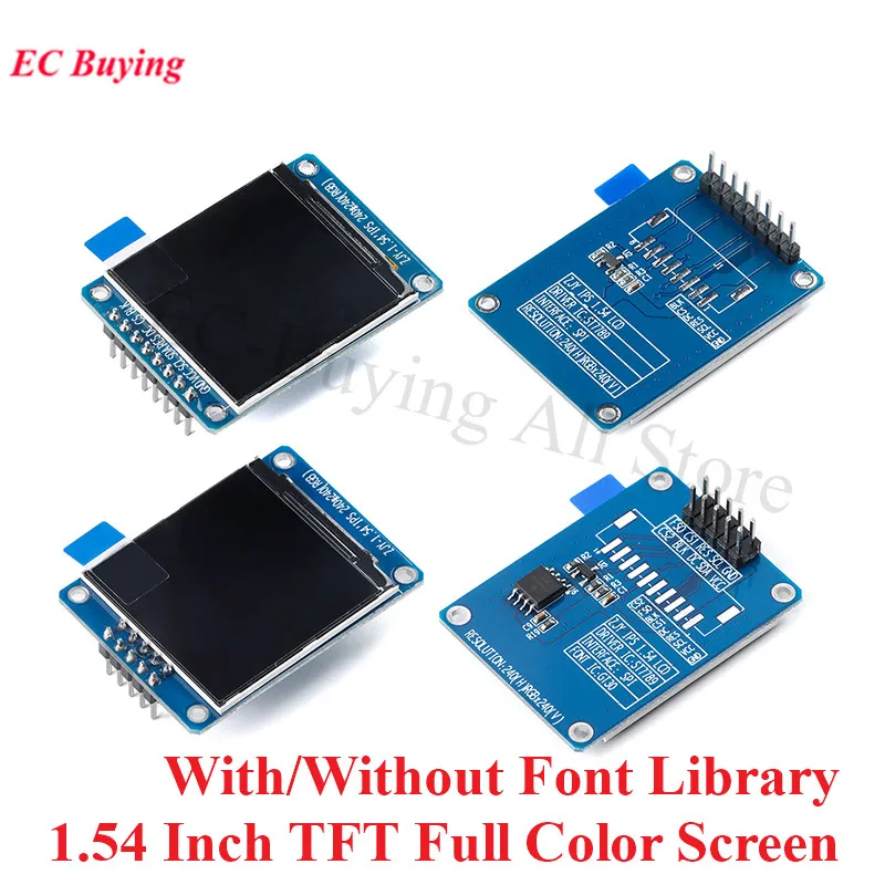 1,54-дюймовый 1,54-дюймовый полноцветный TFT-дисплей Модуль HD IPS LCD LED Экран 240x240 SPI Интерфейс ST7789 С/без библиотеки шрифтов