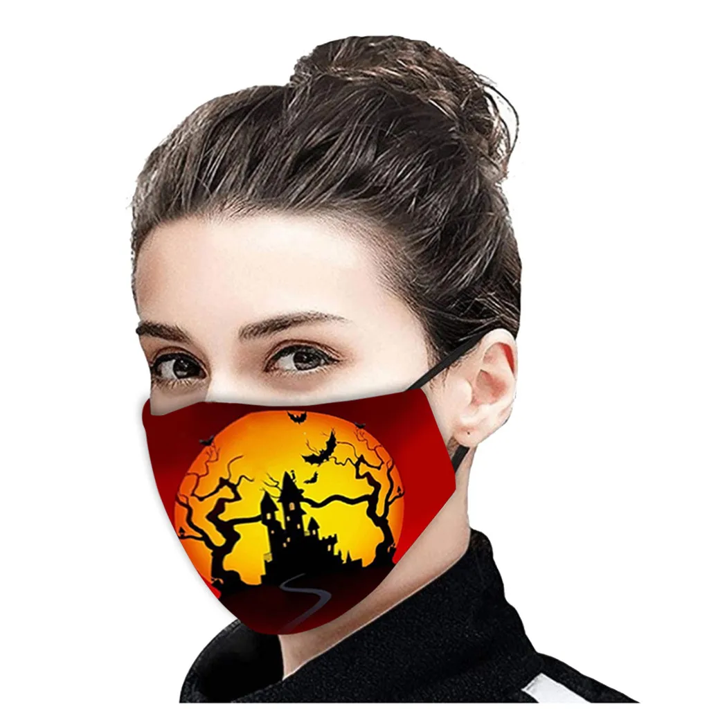 Новый продукт скидка 1 шт. взрослые маски с принтом на Хэллоуин ткань дышащая