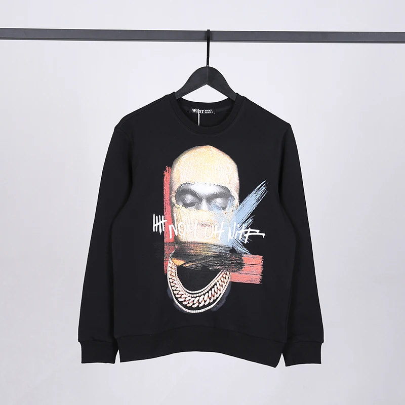 

2021SS High Quality IH NOM UH NIT Graffiti Masked Man Sweatshirts High Street Hip Hop Men Women Hoodie Pullover