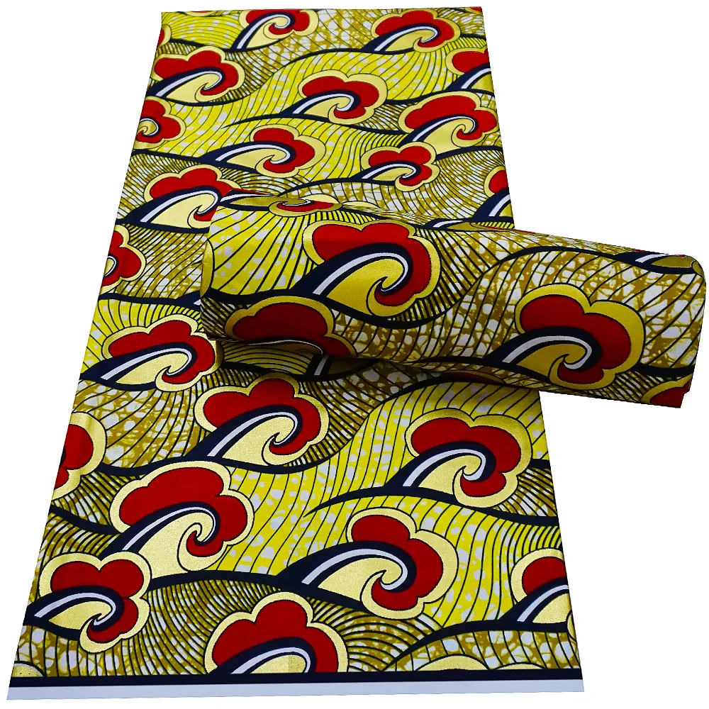 Impressões de Cera Novo Original Dourada Alta Qualidade Tecido Africano Algodão Material Nigeriano Ancara Batik Classe Superior Vestido Costura