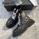Женские ботинки на платформе Donna-in, Классические Черные полуботинки из натуральной кожи, с круглым носком, осень 2021
