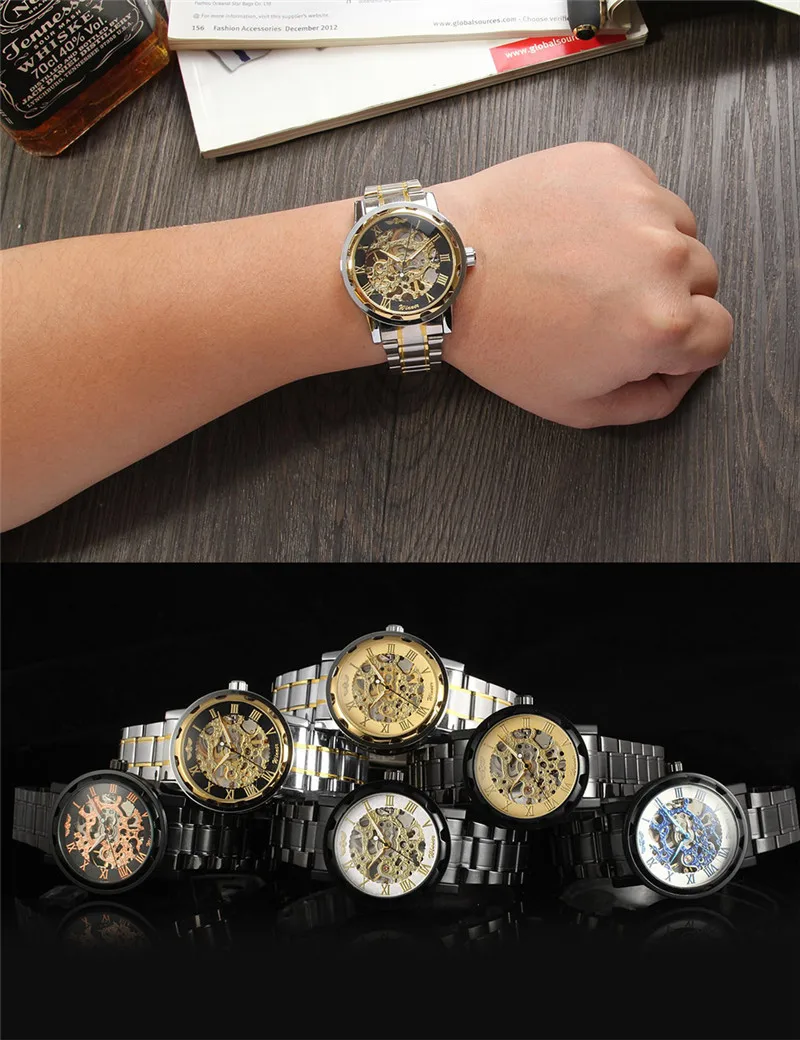 Механические Мужские наручные часы WINNER Hand Wind военные спортивные мужские