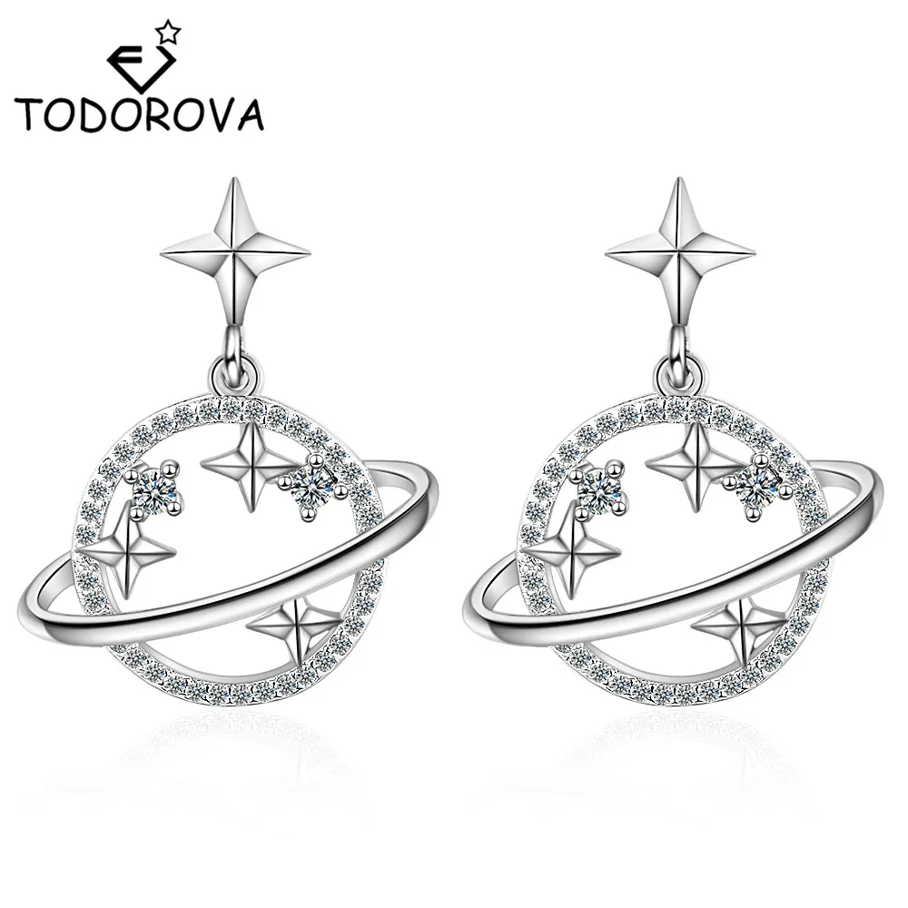 Todorova изысканные небесные космические звезды серьги гвоздики с микрозакрепкой из