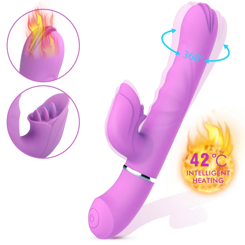 Вибратор с G-spot Rabbit вращение на 360 градусов Двойной вибрационный фаллоимитатор