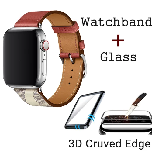 Brique Beton Ремешок из натуральной кожи с логотипом Herm для Apple Watch Series 5, 4, 3, 2, 1, 44 мм, 40 мм, сменный ремешок для наручных часов iWatch - Цвет ремешка: Brique Beton