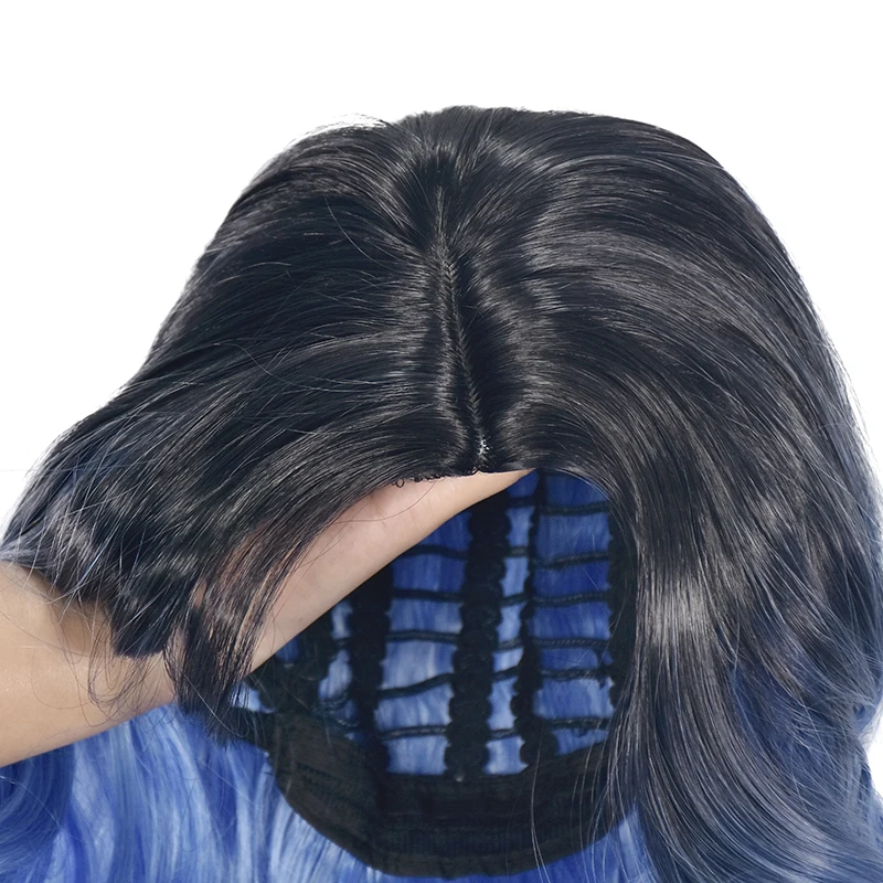 

Middle Part Synthetic Wigs for Women Long Blue Wavy Wig Natural Hair Glueless Cosplay Heat Resistant Party Wig