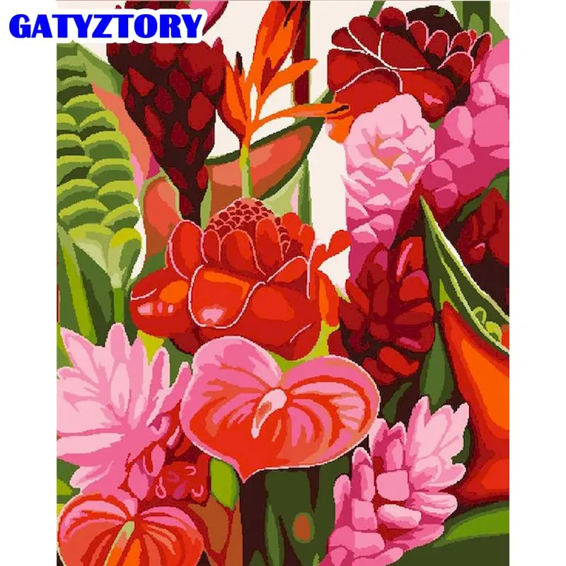 

GATYZTORY 40х50 см обрамленная картина по номерам и изображениями красочного цветка картина маслом по номерам расписанную домашний Гостиная стен...