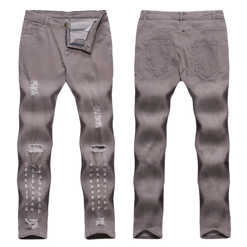 Модные Винтаж уличные джинсы облегающие рваные порванные штаны мужские в стиле