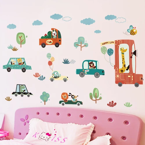 

Cartoon Vehicle Cars Wall Stickers For Kids Room Living Room Wall Decor Decals Car Poster Diy Art Mural Waterproof