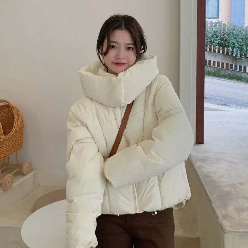 

Beige Hooded Cotton Padded Jacket Women's Autumn And Winter Thickened Jacket 2021 New Small Age Reducing Cotton Padded Jacket