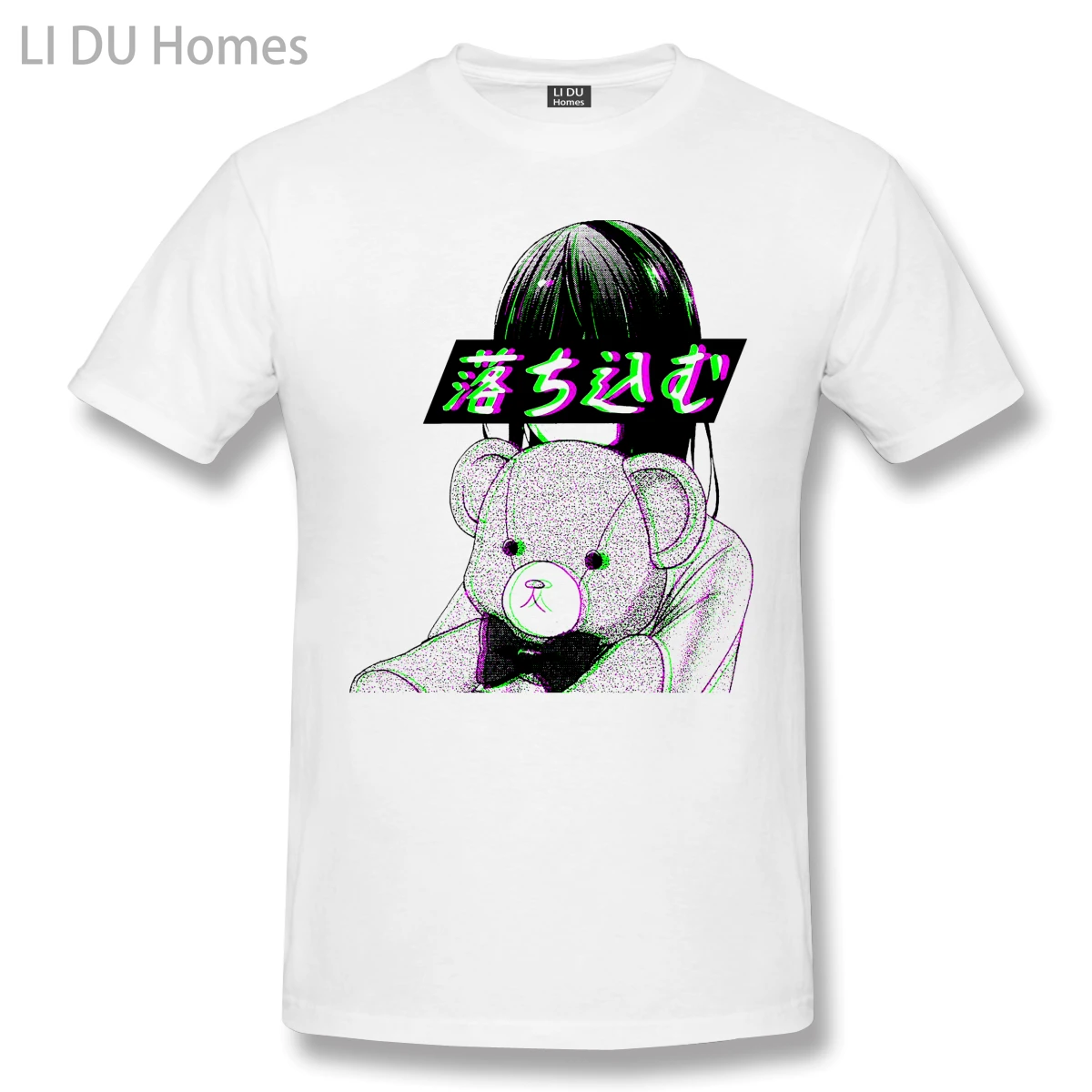 

LIDU T-Shirt for Men DEPRESSION JAPANESE ANIME AESTHETIC 100% Cotton Serail Experiments Lain Sad T Shirt Funny Plus Size Clothes
