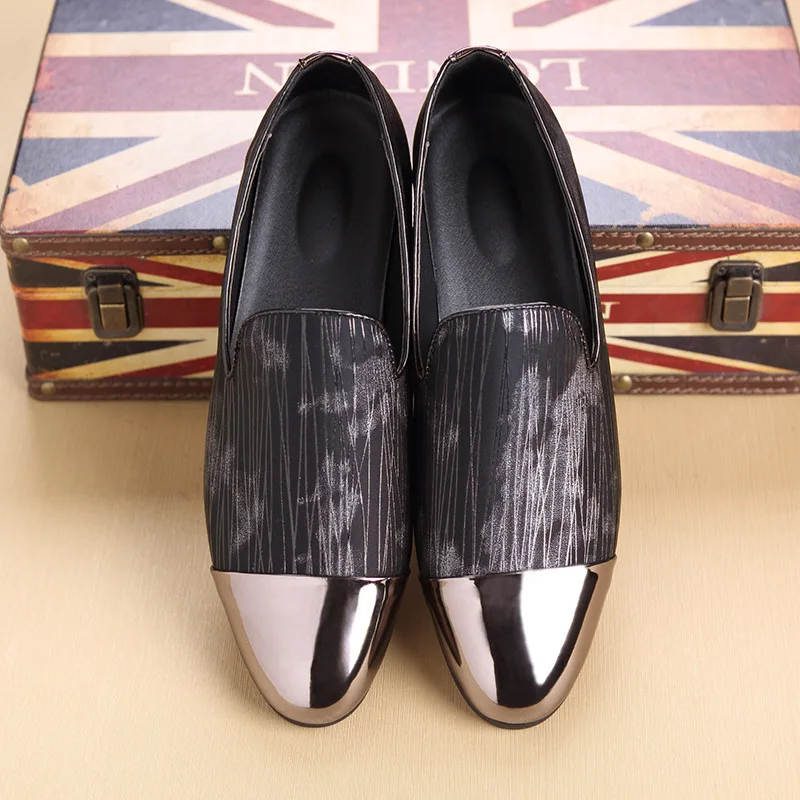 

New Fashion Loafers Shiny Point Metal Toe Men Velvet Casual shoes italian mens dress shoes Handmade Loafers Plus Size