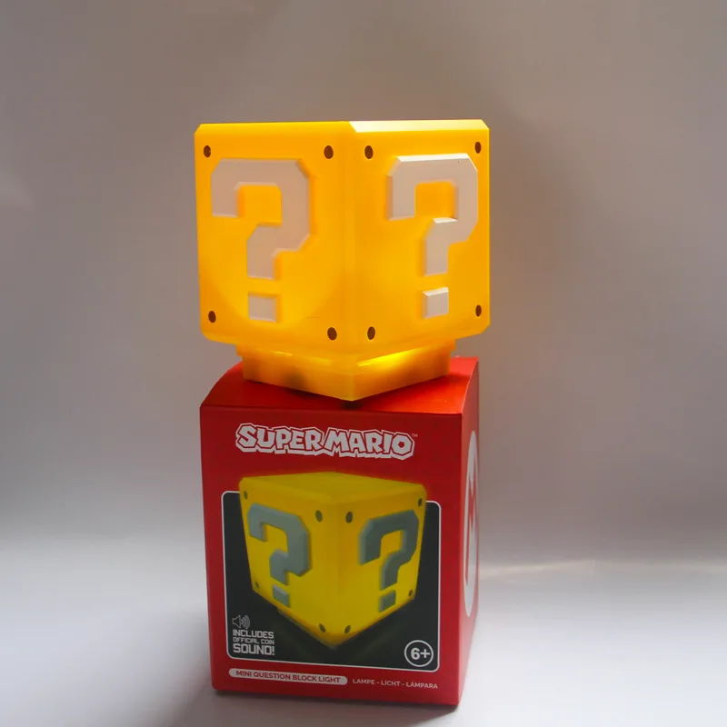 Luz LED de Super Mario Bros para ni&ntilde;os, luz nocturna con sonido de carga, ladrillos, l&aacute;mparas de mesita de noche de escritorio, figuras de acci&oacute;n, regalos de cumplea&ntilde;os-3