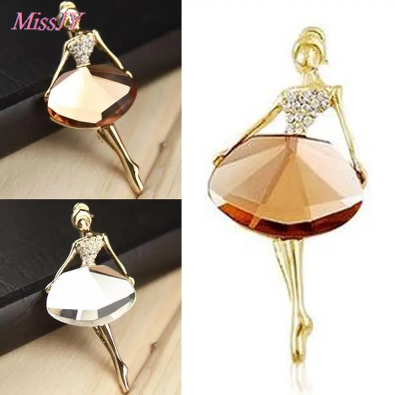 

1PC New Exquisite Brooches Bling Women's Fashion Jewelry Gem Brooch Ballet Vintage Princess Ballerina Brooch Girl