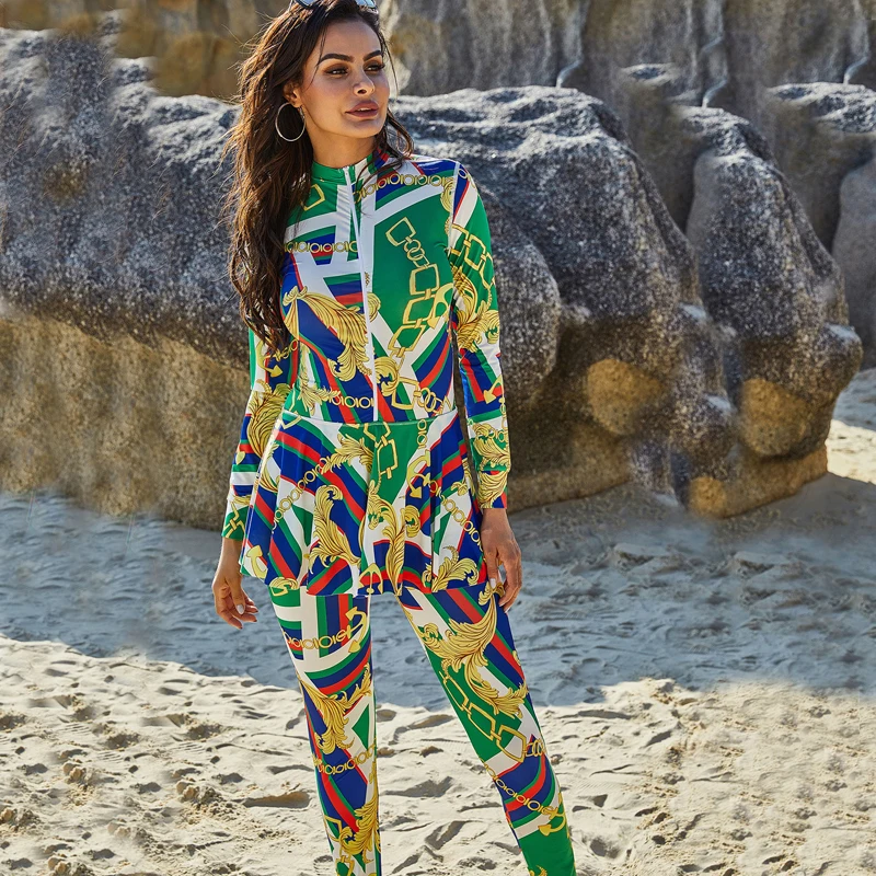 Консервативный купальник с длинным рукавом мусульманские купальники женский