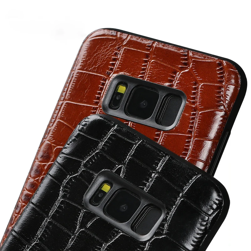 Кожаный чехол для телефона Samusng Galaxy S7 edge S8 S9 Plus из воловьей кожи с крокодиловой