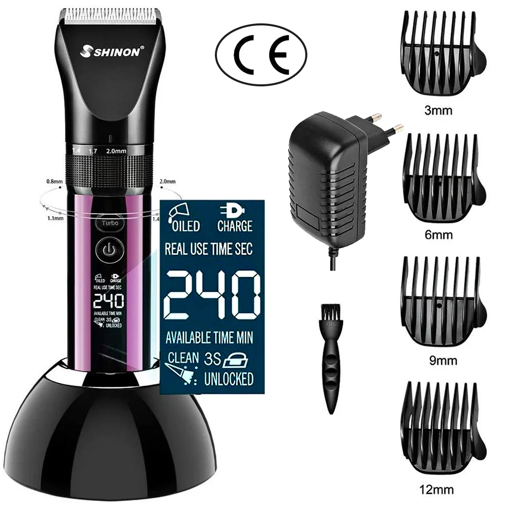 

3 Modes Men LED Display Professional Electric Hair Clipper Dual Charging Method Hair Cutter Machine Hair Trimmer + Charging Base