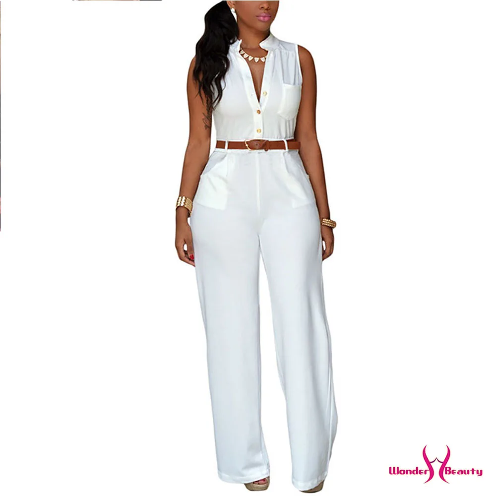 Женский модный комбинезон без рукавов с v-образным вырезом и широкими штанинами