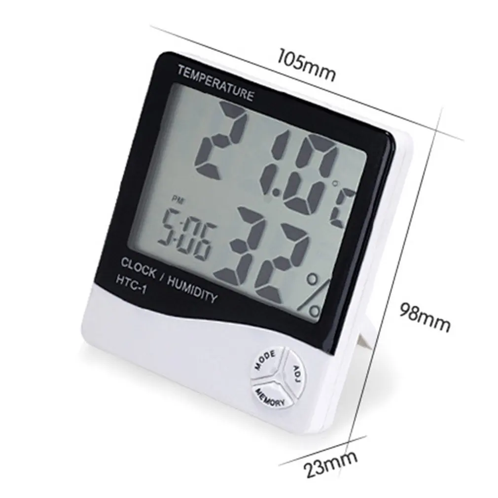 

HTC-1 Indoor Room LCD Electronic Temperature Humidity Meter Digital Thermometer Hygrometer Weather Station Alarm Clock