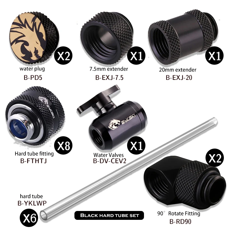 

Bykski Computer Case Water Cooling Hard Tube Pipe Fitting Kit Set for PC Water Cooling Hard Tube OD 12/14/16MM PC Case Modding
