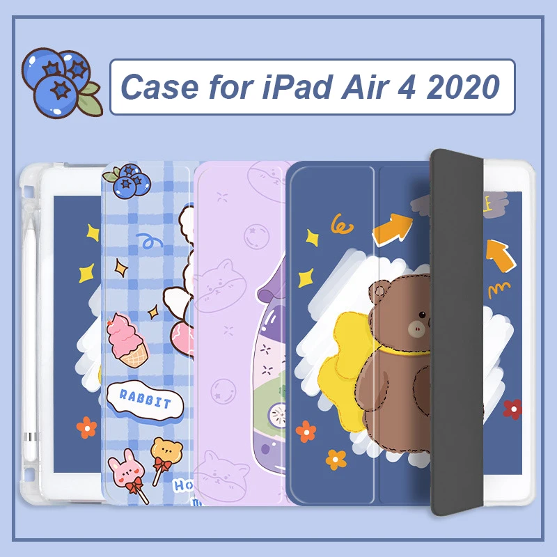 

New Tablet Case for IPad Air 4 with Pencil Holder Smart Tri Fold Tablet Cover Case for IPad Air 4th Generation 2020 10.9 Inch