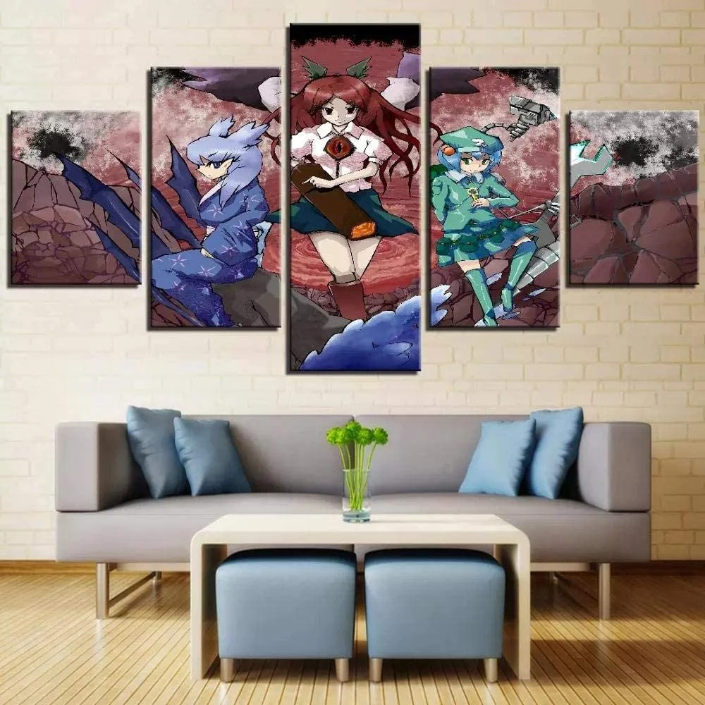 

5 Piece Wall Art Canvas Anime Girl Member Manga Prints Figure Posters Modern Pictures Living Room Home Decoration Accessories