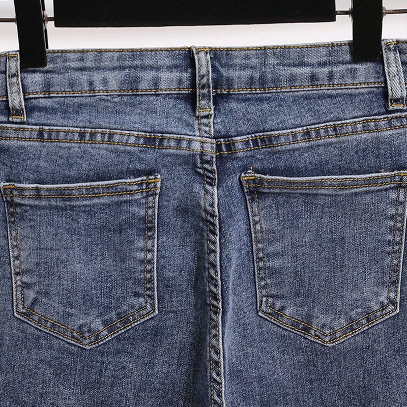 Black Jeans Women's Plus Size Spring and Autumn Elastic High-waist Trousers All-match Fashionable Loose Straight-leg Pants