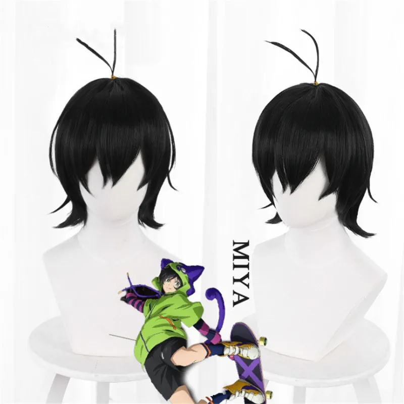 

Anime SK8 The Infinity Cosplay Miya MIYA Wig Short Black Heat Resistant Hair Role Playing Wigs + Wig Cap Anime Accessories