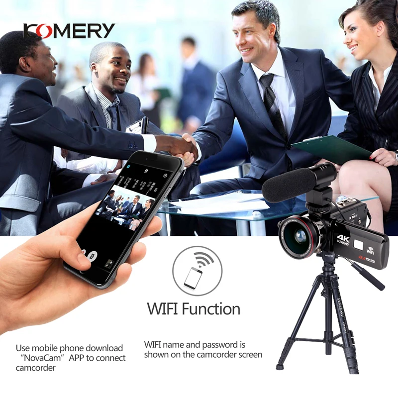 Видеокамера KOMERY Real WIFI 4K 48MP 18X Digital зум рекордер видеокамера с сенсорным экраном