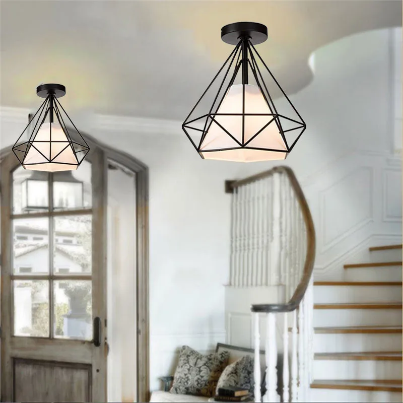 

Creative Retro Light Lamps Nordic Style Metal Lamp Vintage Industrial Rustic Flush Mount Ceiling Light Fixture Village Style