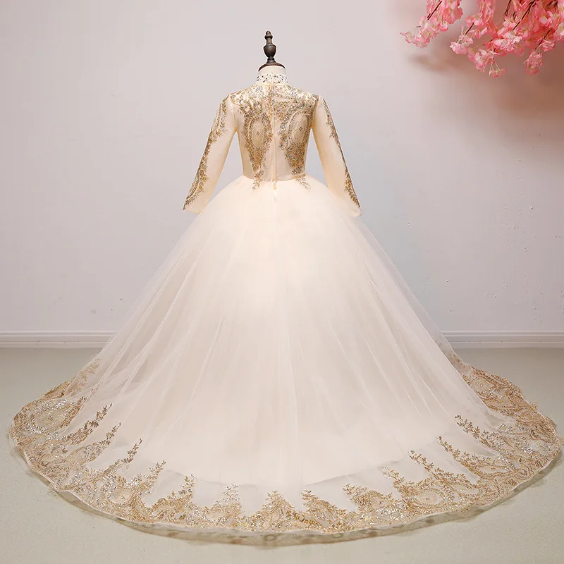 Girl's birthday party dress Princess Flower's Wedding Bridesmaid Pengpeng yarn embroidered banquet | Свадьбы и торжества