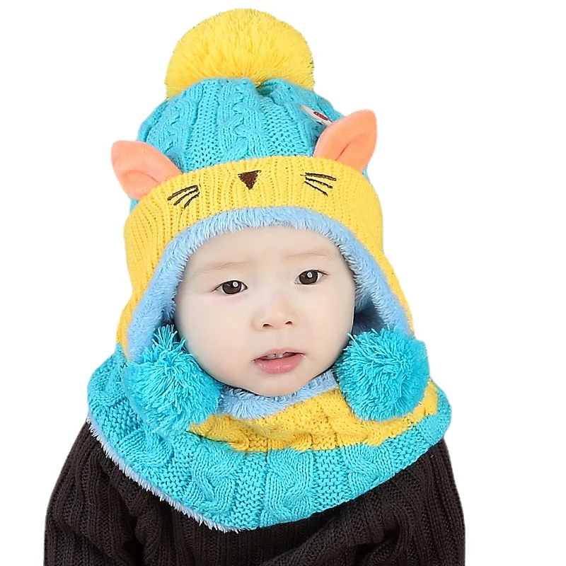 

2 шт., детская вязаная шапка-шарф для новорожденных