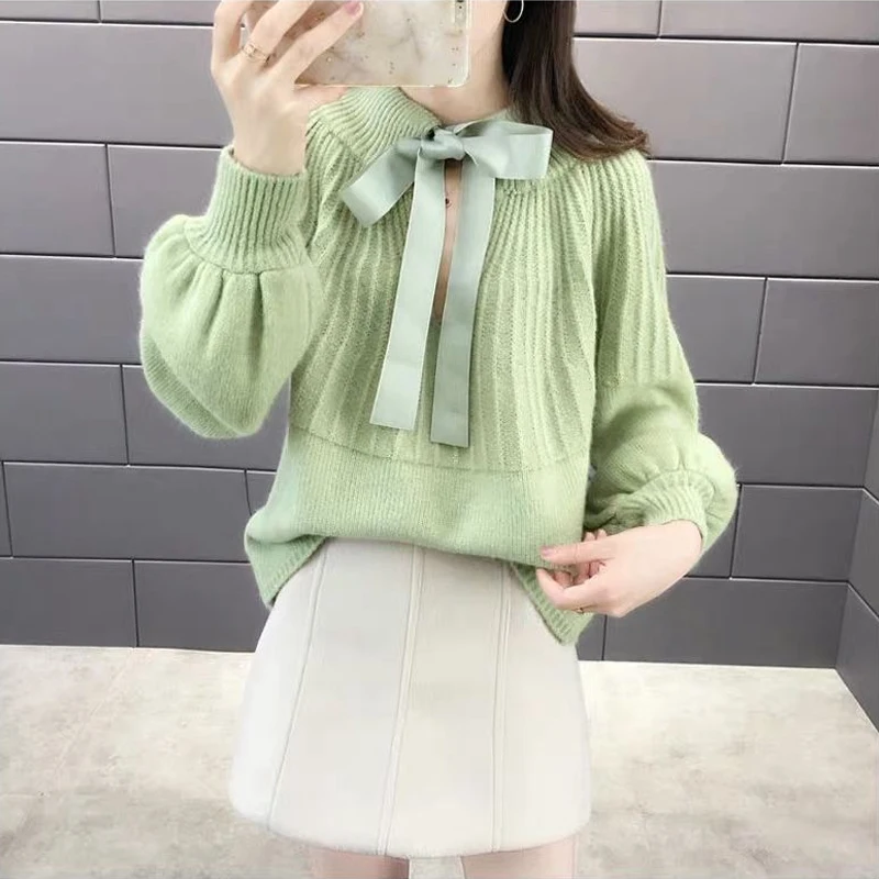 Womens Sweaters 2020 Autumn Women's Solid Color Knitted Sweater Female Knit O-Neck Pullover Ladies Pull Jumper | Женская одежда