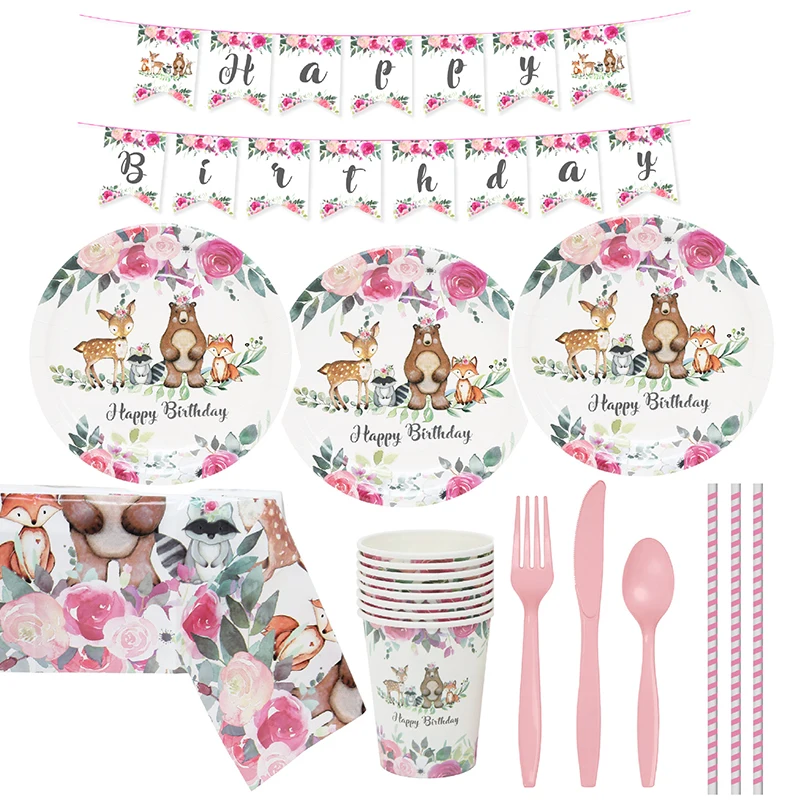 

Wild Animal Decor Animal World Party Tableware One 1st Birthday Party Decor Kid Safari Woodland Forest Theme Jungle Animal Decor