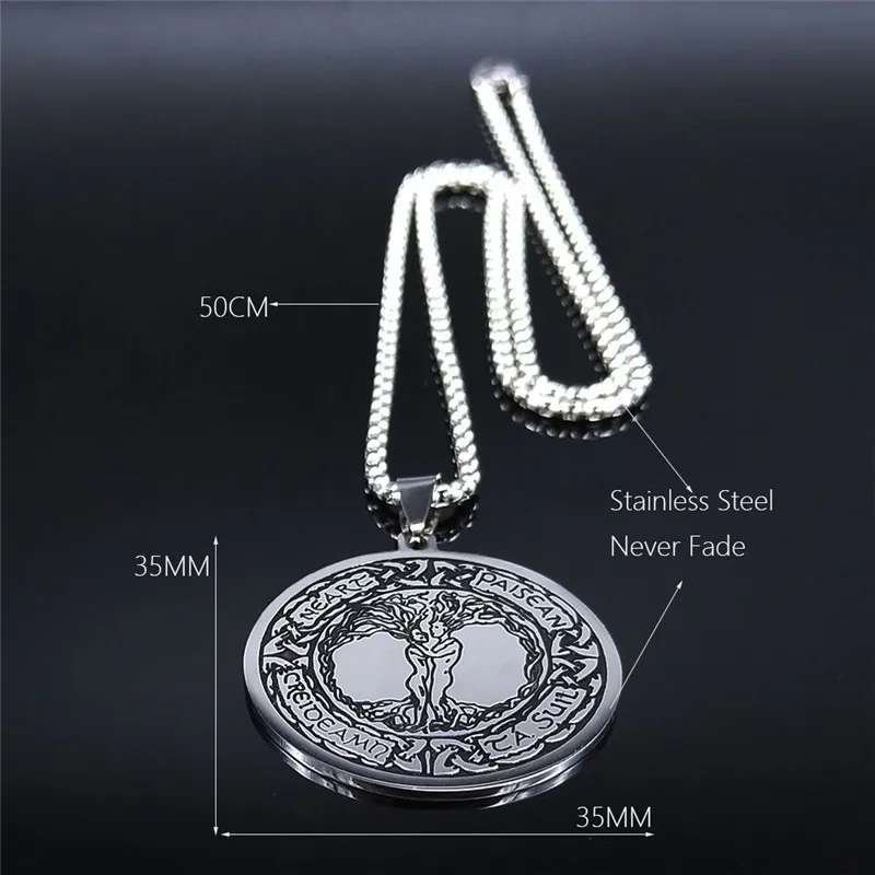 

Viking Couple Tree of Life Stainless Steel Necklaces Silver Color Chain Pendant Necklace Jewelry collar acero inoxidable N873S03