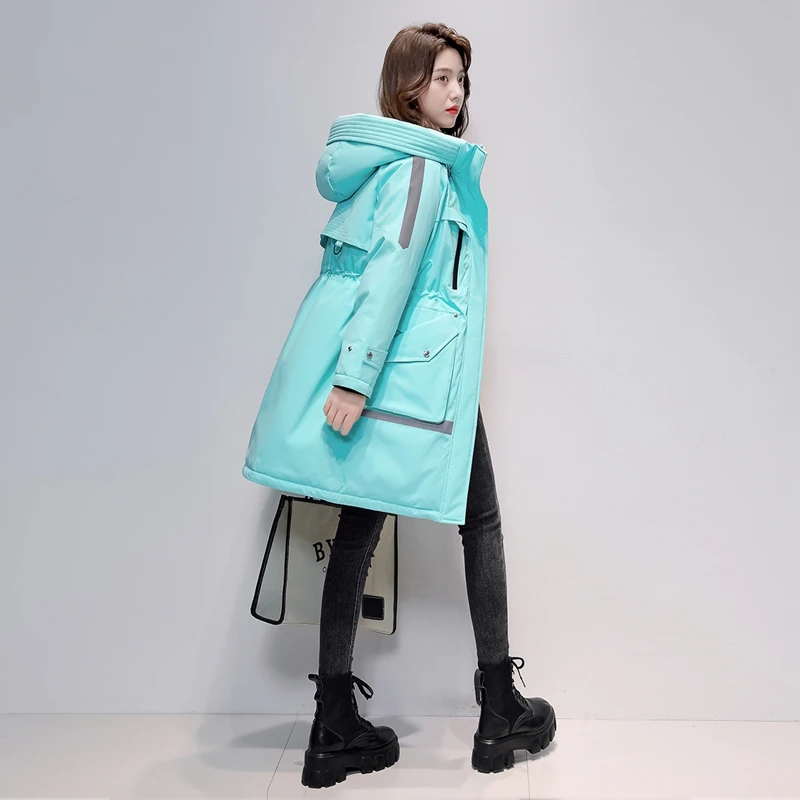 off-Season Mid-Length down Jacket Women's Winter New Waist-Tight Workwear Parka Popular Coat This Year