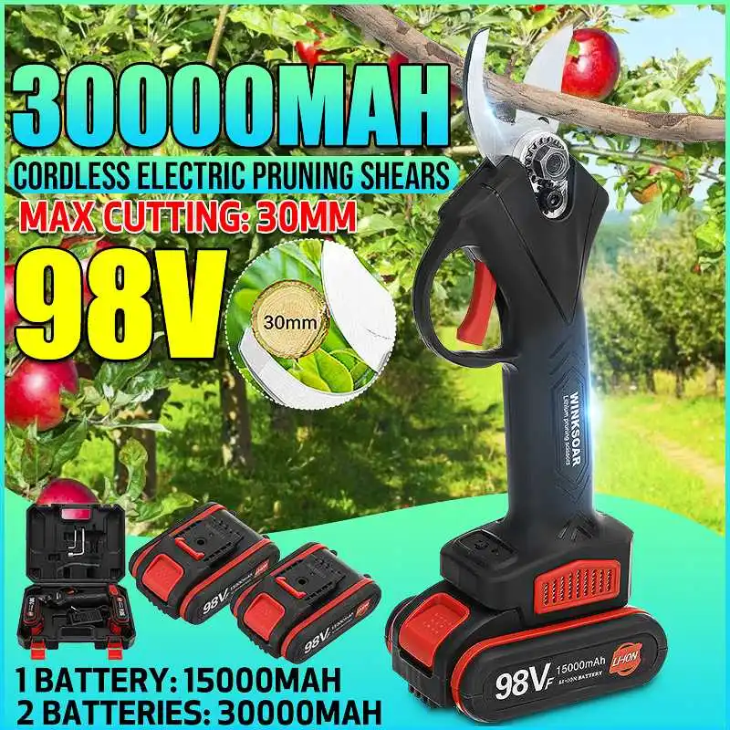 

98V Cordless Pruner Lithium-ion Pruning Shear Efficient Fruit Tree Bonsai Pruning Electric Tree Branches Cutter Landscaping