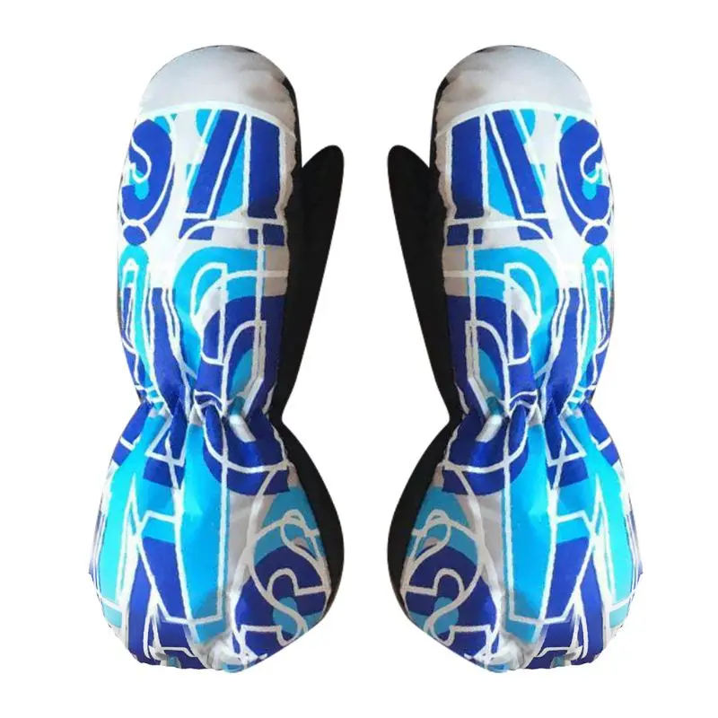 Серый New Children Ski Glove Letter Printing Long Cold Waterproof Windproof Gloves Waterproof windproof Children gloves - Цвет: Серый