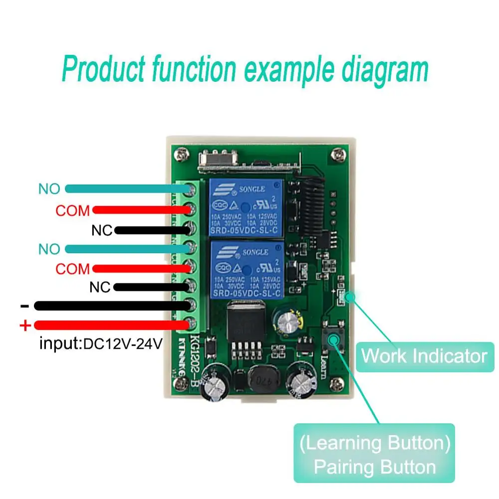 Беспроводной пульт дистанционного управления 12 В постоянного тока 2 канала RF