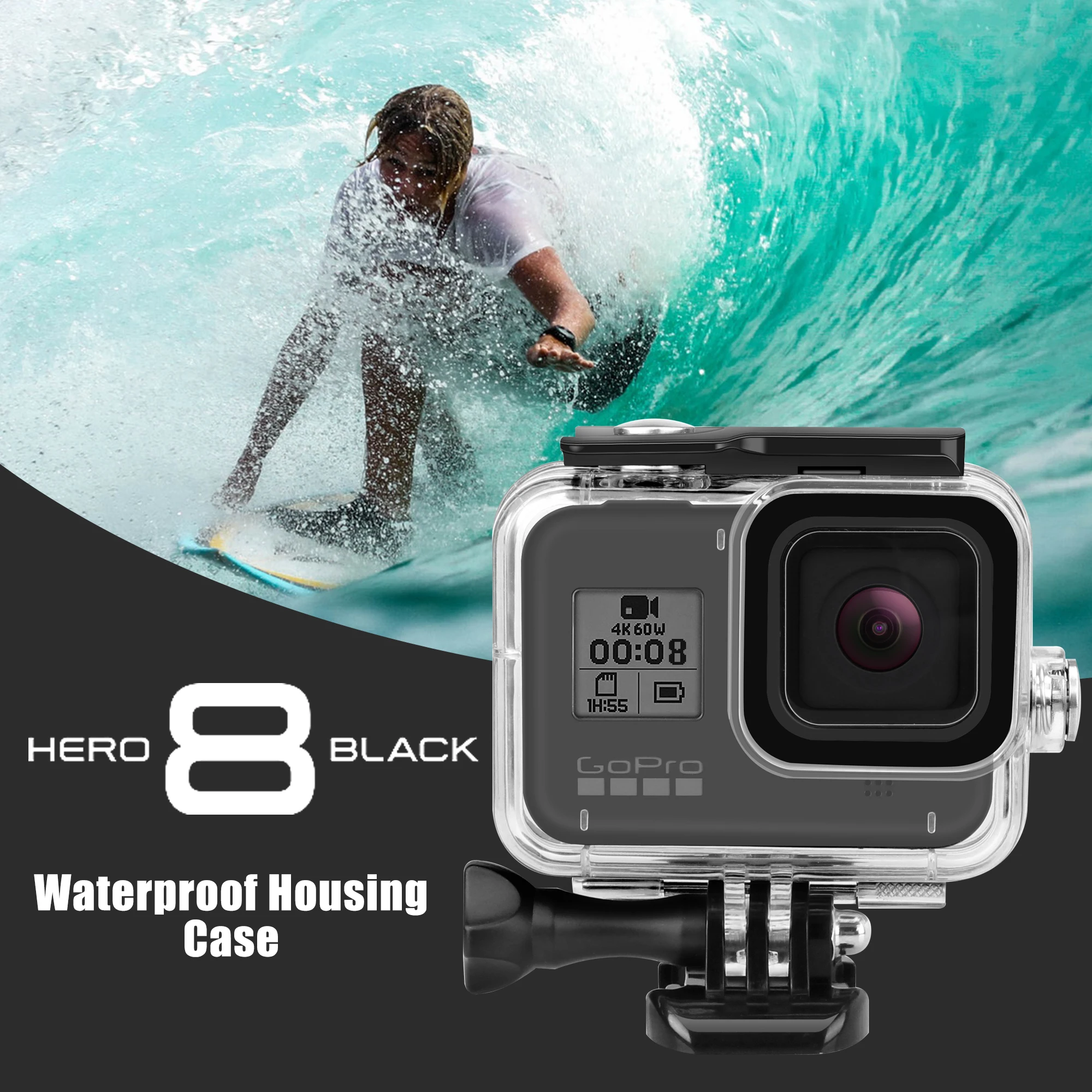 Комплект аксессуаров Vamson для Gopro Hero 8 черный супер набор водонепроницаемый корпус