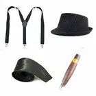 Ecпарти 1920s мужские аксессуары Gatsby Гангстерский костюм набор аксессуаров Газетница плоская шляпа Y Хэллоуин костюмы для мужчин взрослых