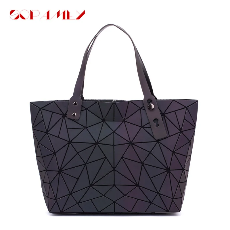 New Bao Bag Women Handbag Diamond Lattice Tote Shoulder Bags Quilted Luminous Sequins Plain Bag Ladies Folding Handbags bolso