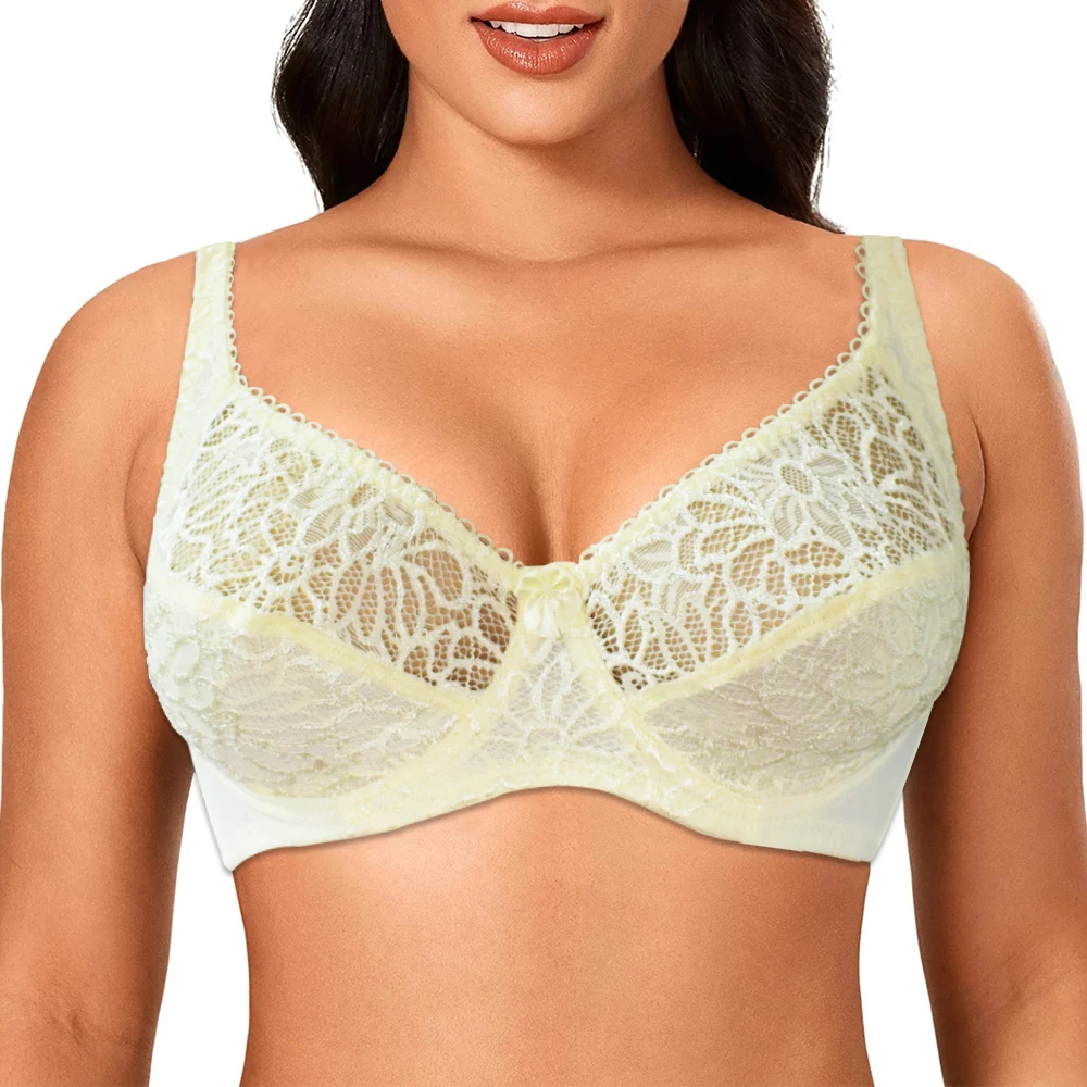 

Womens Lingerie Sexy Unlined Lace bra Floral embroidery Perspective Bralette Ladies Underwear Bh Plus size Bras Top Underwire