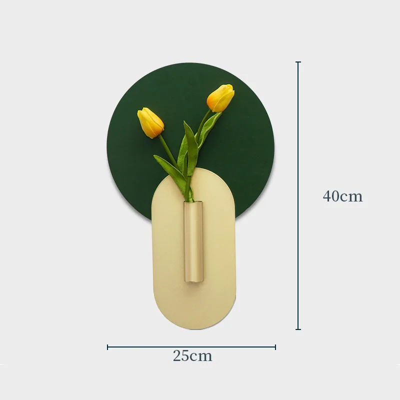

Golden Wall Vase Dried Flowers Decorative Flower Arrangement Living Room Decoration Hanging Ornaments Floral Vases Wall Decor