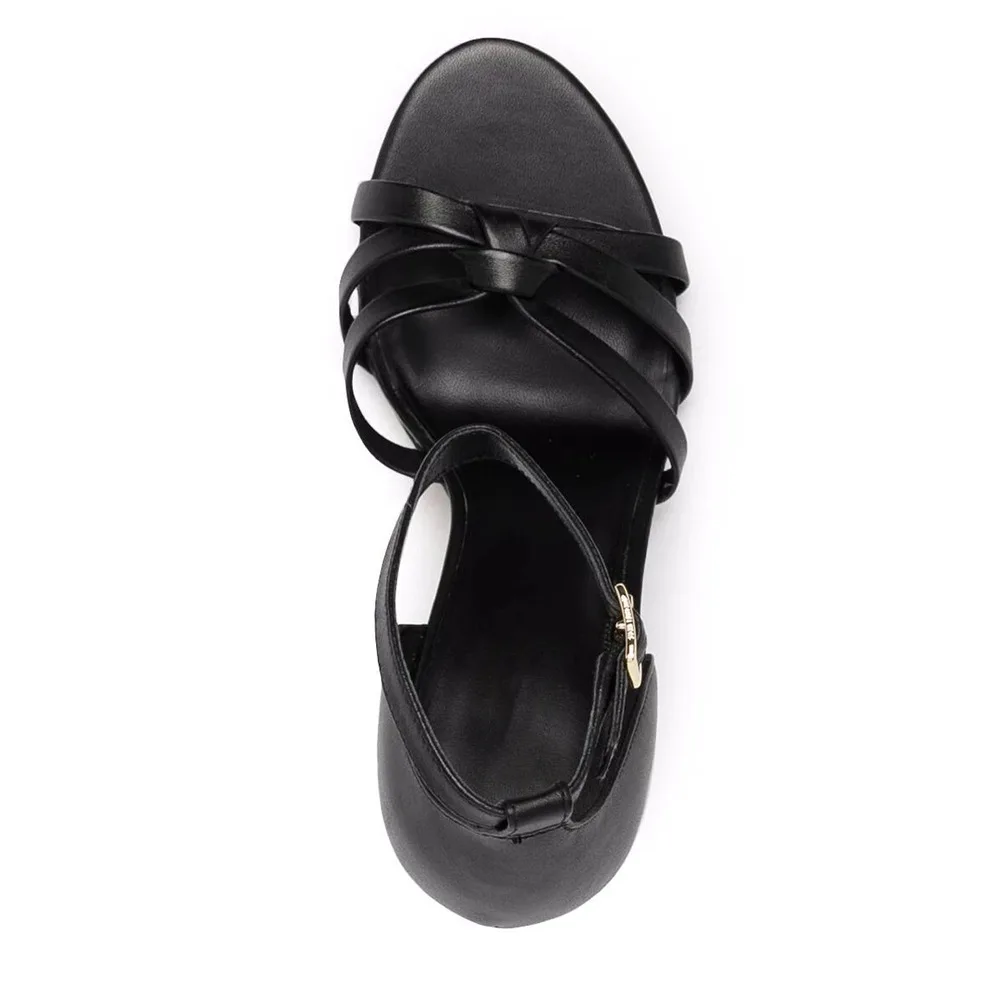 

Sexy Black Leather Buckle Strap High Heels Sandals Cut Out Peep Toe Gladiator Sandals Shoes Women Stiletto Heels Drop Ship