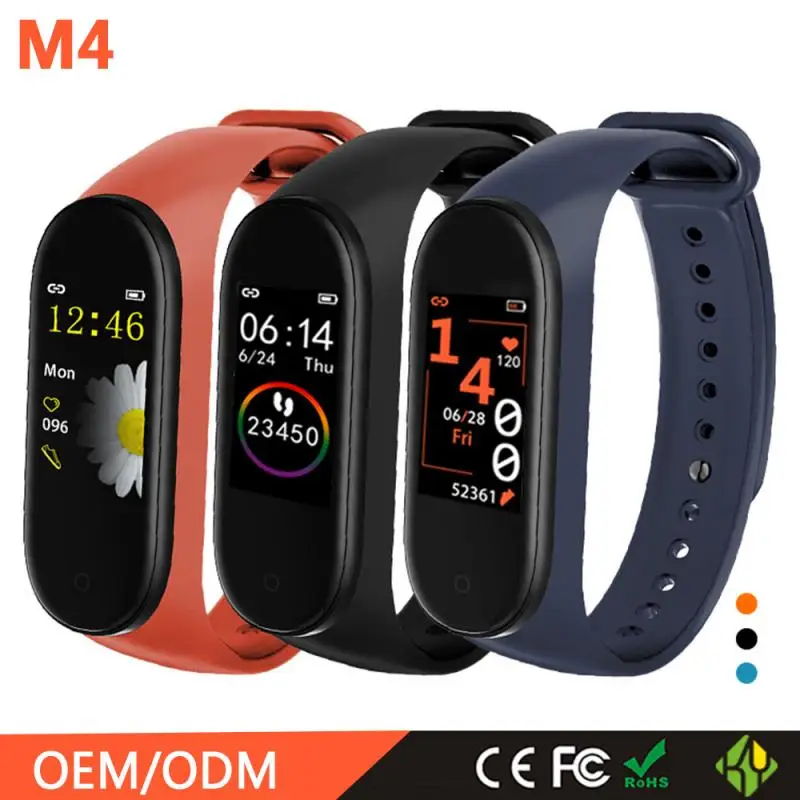 

M4 Fitness Bracelet Heart Rate Monitor Band Bluetooth Sport Smart Music Wristband For M 4 Android IOS Wristbands Pedometers